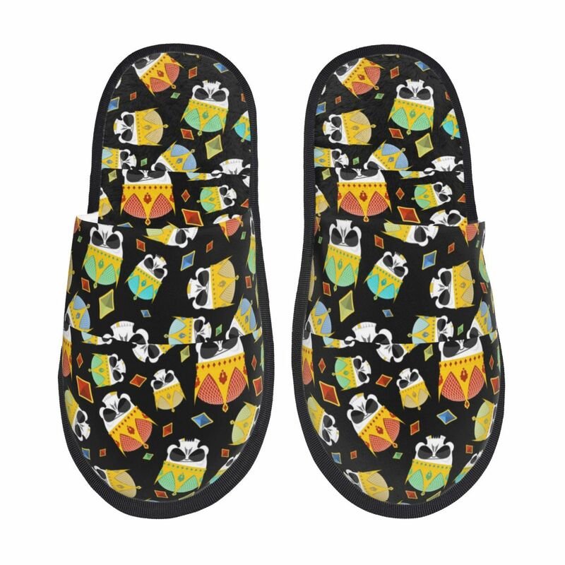 Plush Indoor Slippers Crown Skull Warm Soft Shoes Home Footwear Autumn Winter