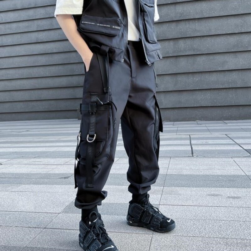 Мужские брюки-карго в стиле Хай-стрит, артикул Y2K, тактические брюки составного кроя с манжетами и множеством карманов, на осень, 2024