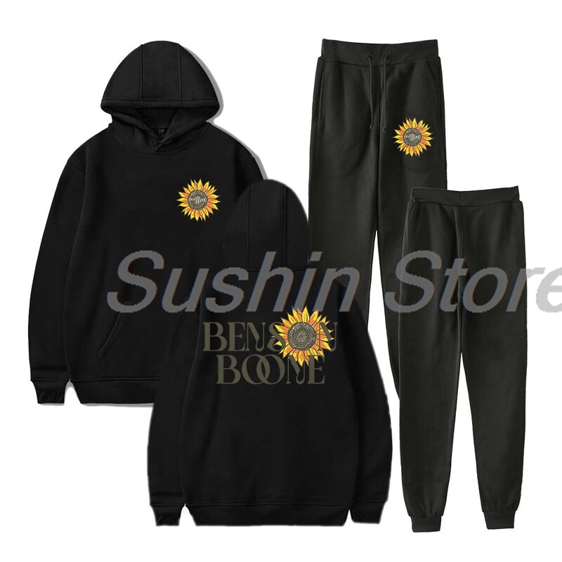 Benson Boone Sunflowers Pullover Hoodie Jogger Pants Two Piece Set Sweatshirts+Sweatpants Women Men's Set