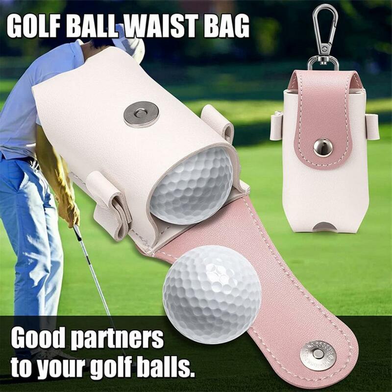 Golf Storage Bag Anti-scratch Waterproof Clasp Tightly Faux Leather Hang On Waist Golf Ball Storage Pouch Golf Sports