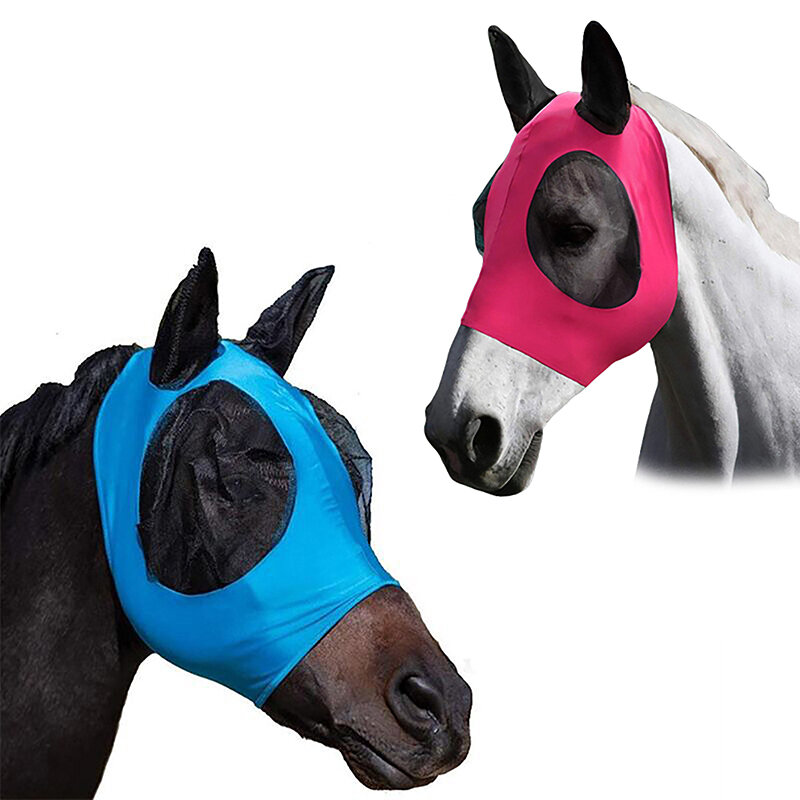 Máscara de malla transpirable para montar a caballo, Protector de orejas, equipo ecuestre