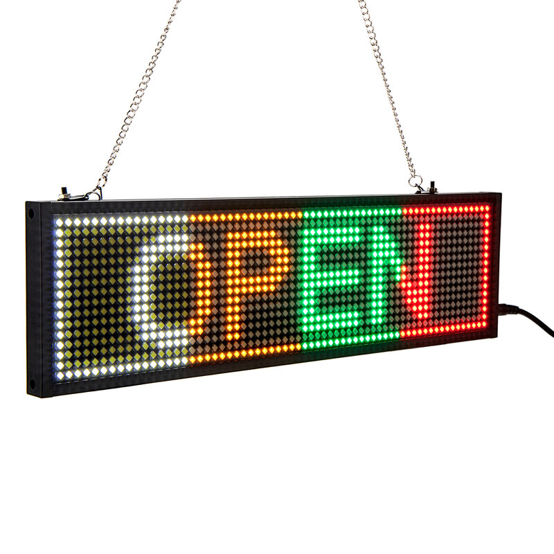 110 220v Led Sign Open Programmable Message Board Scrolling Color Advertising Wireless Sign 34cm, 1024 Matrix Dots Clear Display
