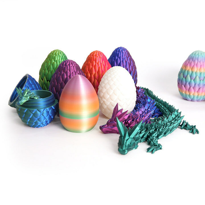 مجموعة بيض التنين المطبوعة ثلاثية الأبعاد ، حلية التنين الكريستالي ، لعبة الشكل