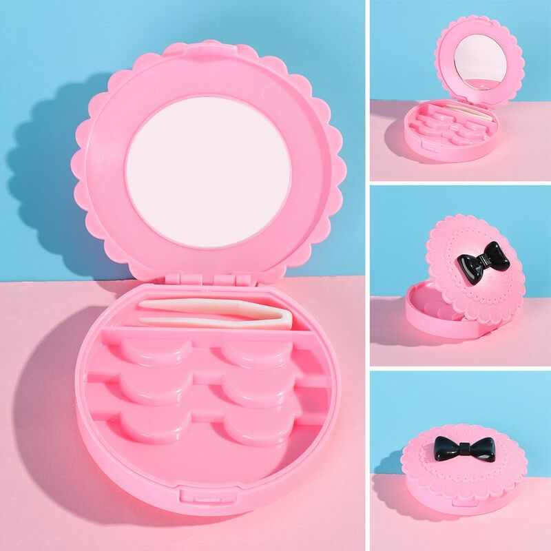 Fashion Mirror Case Pink Lashes Organizer Makeup Tool Lashes Container Box False Eyelash Box