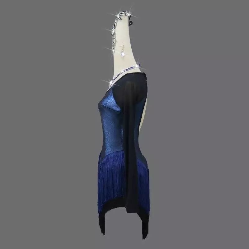 New Latin Dance Fringe Dress Women Competition Prom Costume Ballroom Practice Wear Bodycon Girl Line gonna Stage Performance