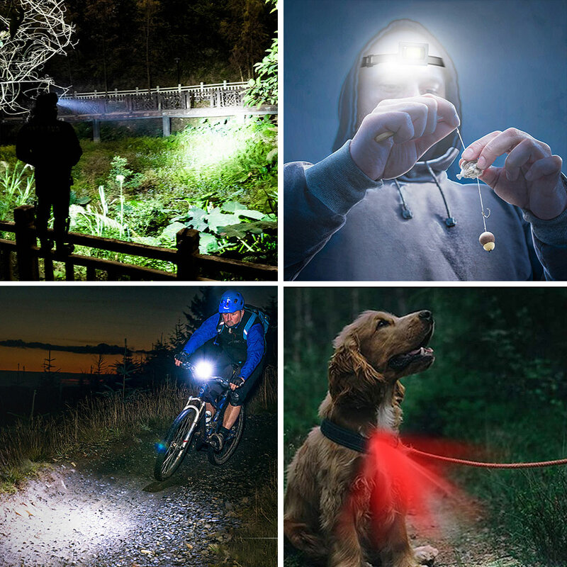 Multi-function LED Headlamp Running Chest Clip Lamp USB Rechargeable Collar Light Night Shoulder Safety Warning Light
