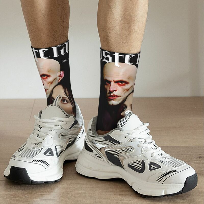 Divertente pazzo segno di compressione calzino per gli uomini Hip Hop Vintage N-Nosferatu felice modello senza cuciture stampato ragazzi equipaggio calzino regalo novità