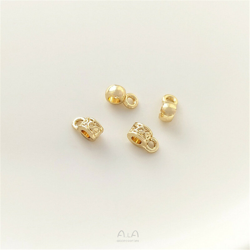14 Karat Gold 4mm Eimer Perlen mit getrennten Perlen Hänge ringe hand gefertigte Anhänger Zubehör DIY Perlen Armband Schmuck Material