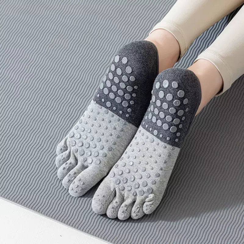 Chaussettes de yoga professionnelles en silicone pour femmes, dos nu, bandage respirant, danse sur le sol, chaussettes de sport, chaussettes de Pilates, 5 orteils