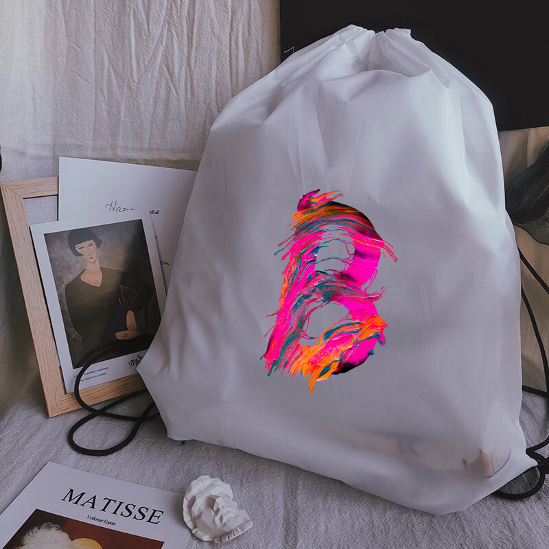 Torby ze sznurkami kreatywny list drukowanie torba ze sznurkiem torba na plażę torby sportowe pakiet kieszeń torba do jogi Unisex plecak Bookbag