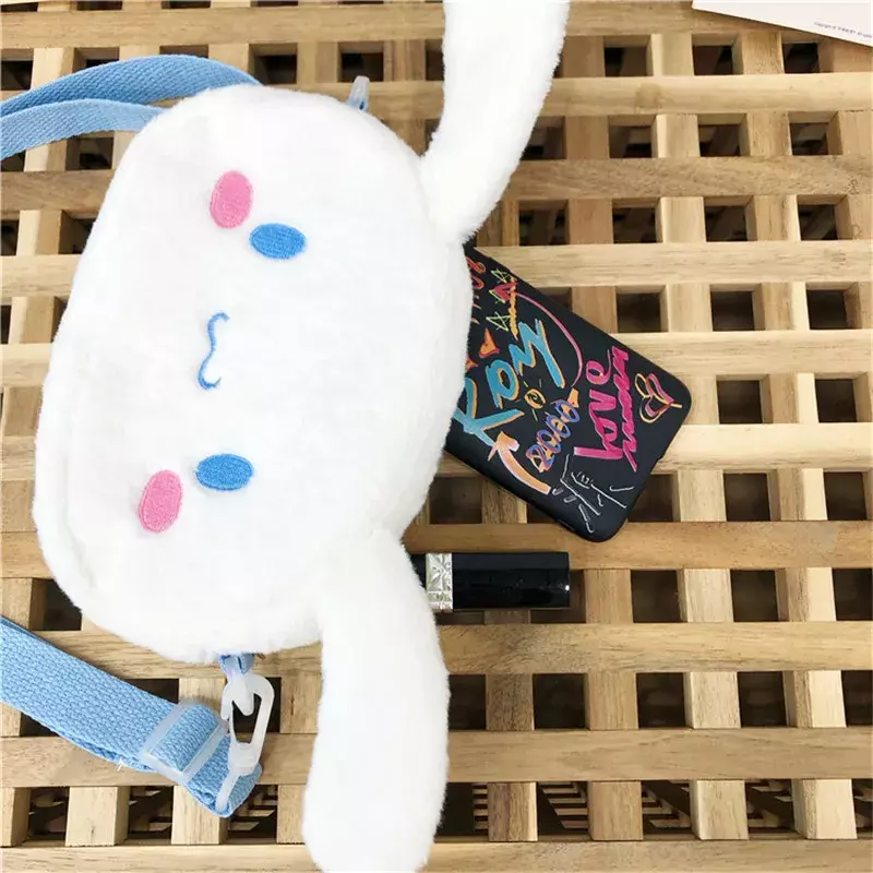 Sanrio-学生用のタブ付きショルダーバッグ,子供用の四角いぬいぐるみバッグ,チェストバッグ,おもちゃの詰め込み