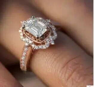TGR09 cincin lapis emas 18k untuk wanita, perhiasan pernikahan pertunangan zirkonia kubik
