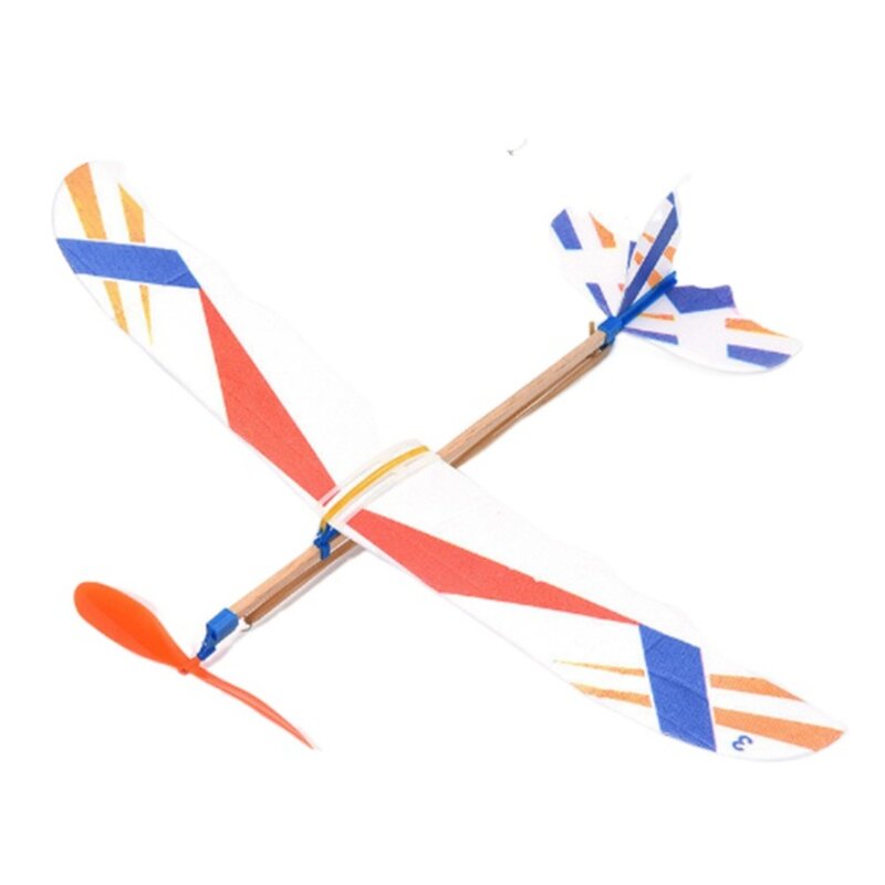 Fai da te aliante volante assemblaggio elastico modello aliante aereo giocattoli elastico alimentato giocattolo scientifico modello aereo volante bambini