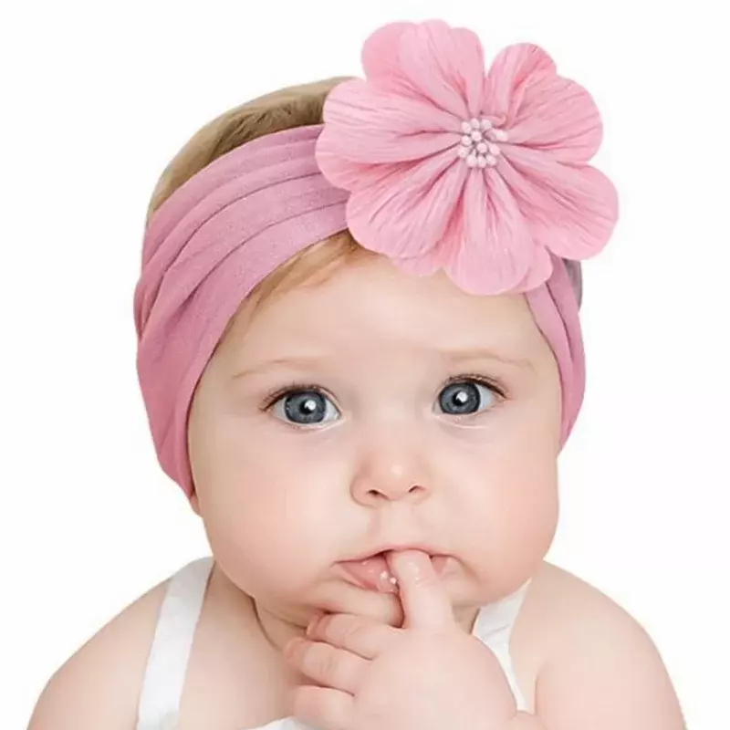 여아용 아기 머리띠, 탄성 니트 터번, 부드러운 나일론 머리 장식, 신생아 헤어 액세서리, 48 가지 색상