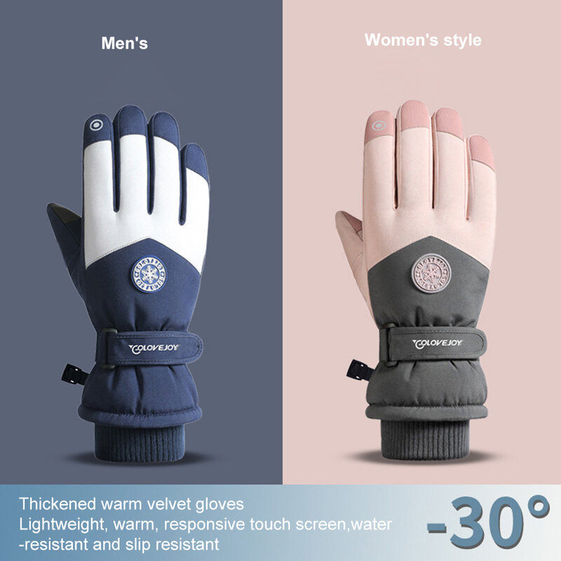 Gants de ski thermiques coordonnants pour hommes et femmes, imperméables, épais, chauds, cyclisme en plein air, écran tactile, neige, escalade