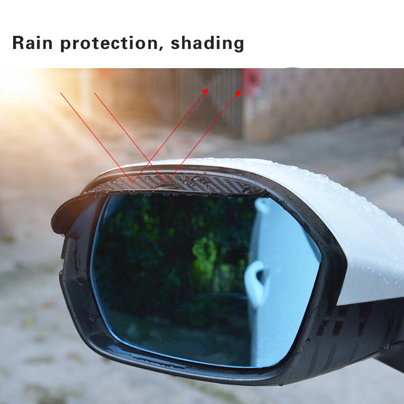 Carbon Fiber Retrovisor Mirror Protector, Espelho Retrovisor do carro, Sobrancelha Rain Cover, Universal Auto Parts, 2 pcs por par