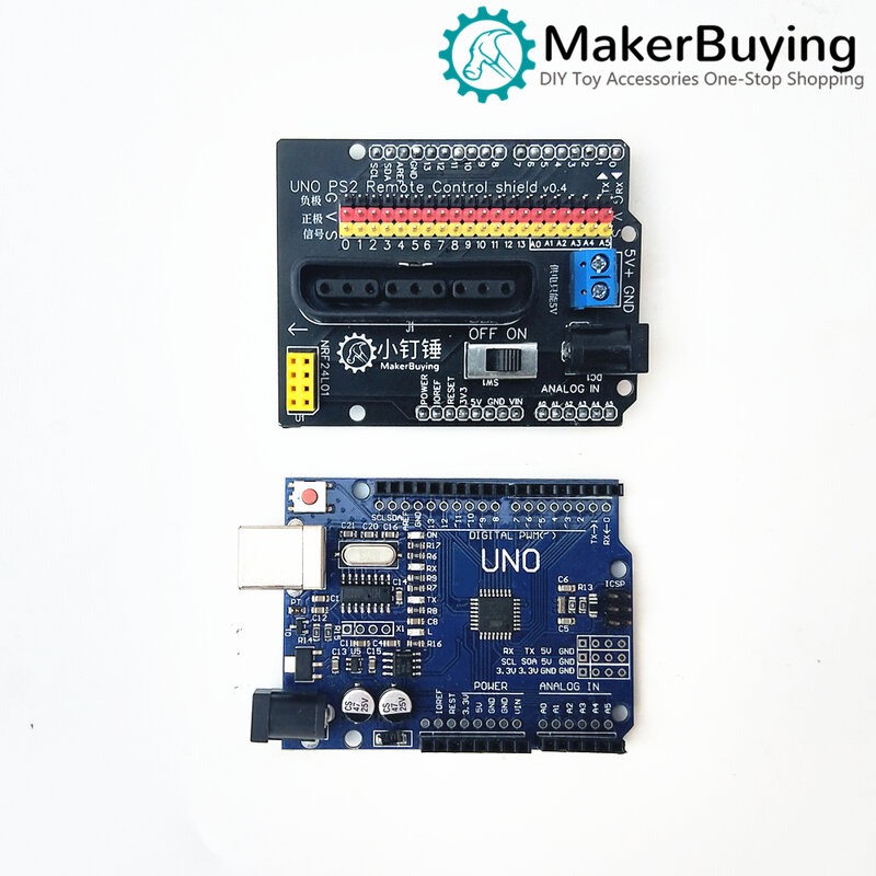 Four and six degrees of freedom servo PS2 remote control set for arduino manipulator control open source SNAR51