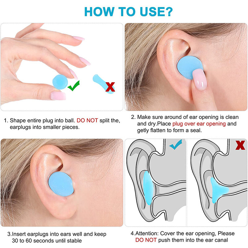 8 buah/kotak sumbat telinga silikon pengurang Kebisingan tidur Anti pembatalan isolasi suara Earplug perlindungan tidur dapat digunakan kembali sumbat telinga