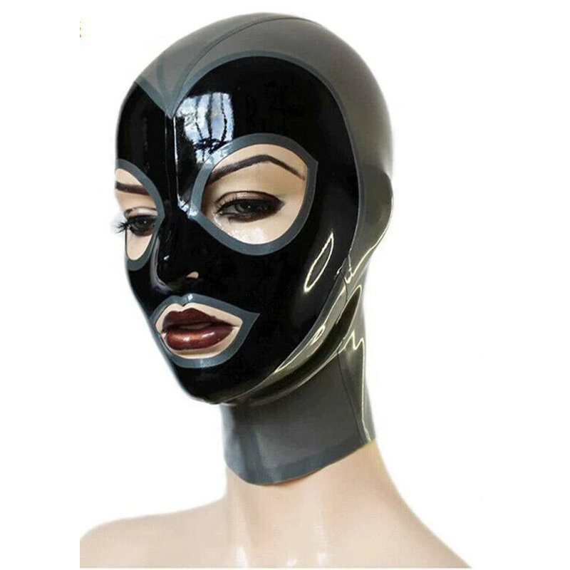 Латексная резиновая маска на капюшон ручной работы с открытыми глазами и отверстиями для носа Фетиш Индивидуальный размер костюм на Хэллоуин