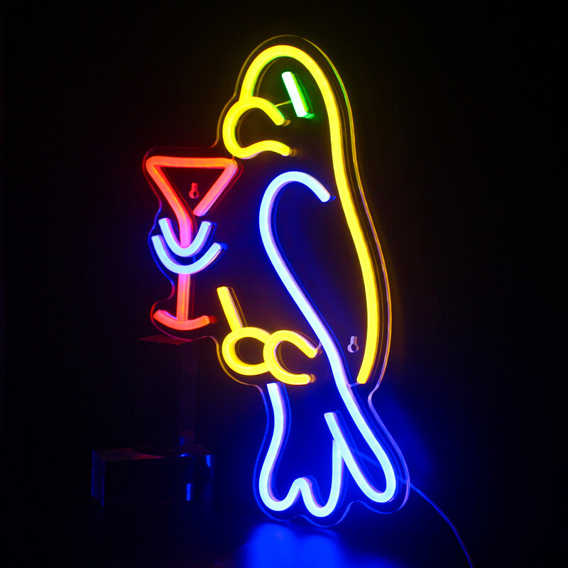 Koktail burung tanda Neon seni kreatif dinding lampu LED rumah Bar kamar tidur Kafe Toko pesta ulang tahun Logo dekorasi lampu kamar