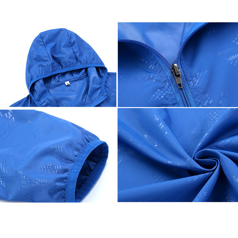 Women Men Hooded Camping Windproof Jackets Outdoor Quick Dry Ultra-thin Sunscreen Coats Men Windbreaker Clothing