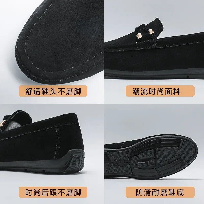 Mocasines de cuero de alta calidad para Hombre, Zapatos informales sin cordones, planos, para conducir