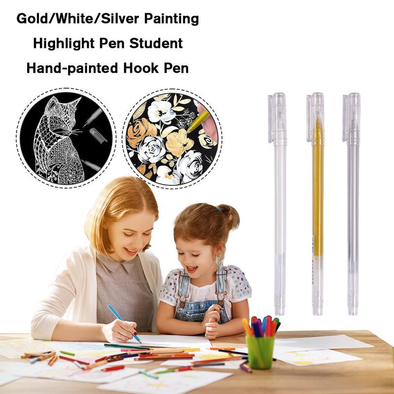Gold/Weiß/Silber Malerei Highlight Stift Farbe Marker Stift für Kunst Malerei Zeichnung Skizzieren liefert Büro Schul station a8v4