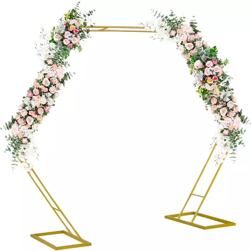 Soporte para arco de boda de 7,2 pies, arco de Metal heptogonal para globos, soporte de fondo para jardín, fiesta de boda