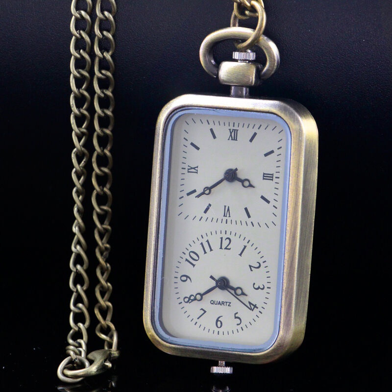 2023 nowy prostokątny wisiorek w kształcie zegarka kieszonkowego kreatywny naszyjnik zegar kwarcowy prezenty dla dzieci kobiet mężczyzn Dropshipping
