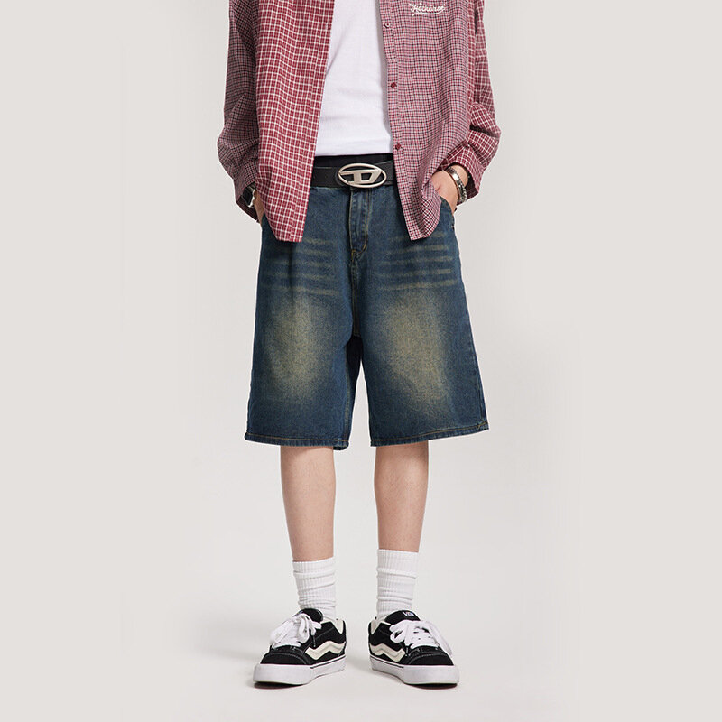 Pantalones cortos de mezclilla para hombre, ropa informal, Vintage, talla grande, alta calidad