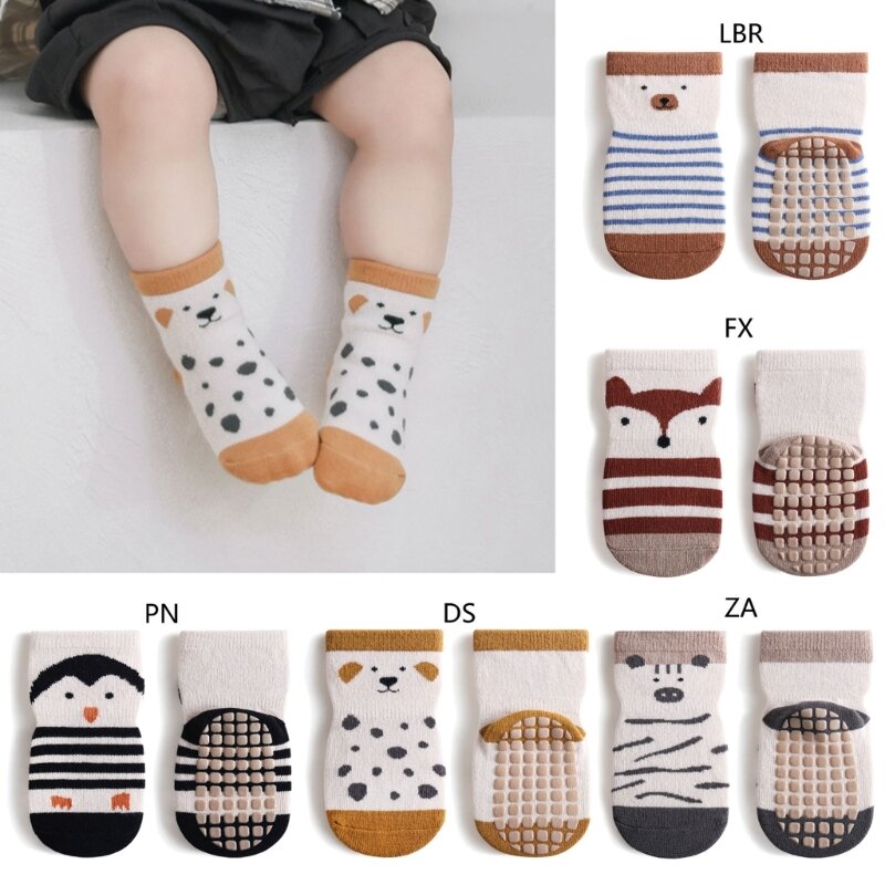 Calcetines antideslizantes para bebé, calcetines antideslizantes con empuñaduras, bonitos calcetines algodón cálidos con y
