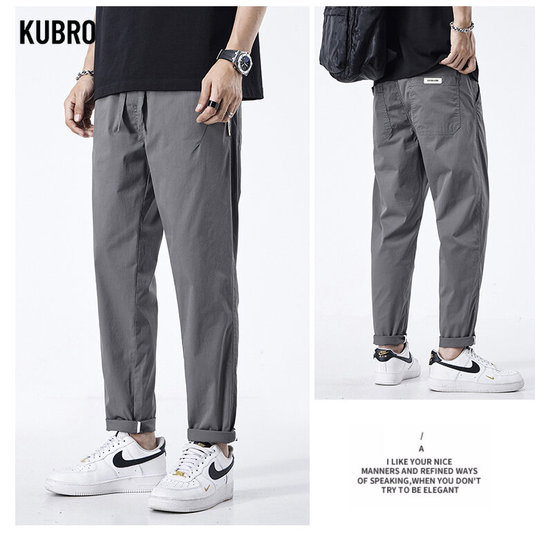 Мужские прямые брюки-карго KUBRO, однотонные хлопковые повседневные мешковатые брюки-шаровары, модель Y2k на весну и лето, 2024