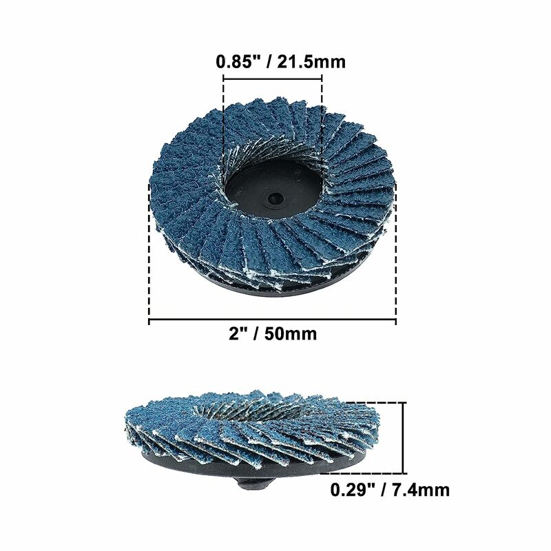 40 Pcs 2 Inch Quick Change Roll Lock Flap Disc 40/60/ 80/120 Grit Sanding Disc with Pad Holder Conditioning Disc for Die Grinder