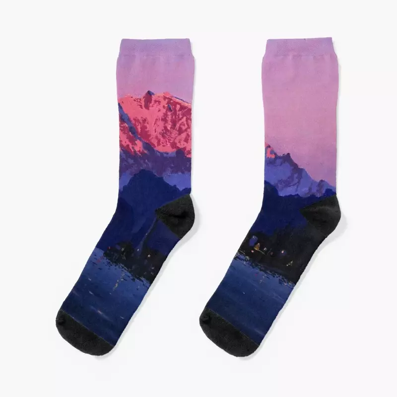 Носки Mountain Sunrise рождественские чулки Рождественский подарок Дизайнерские мужские носки женские