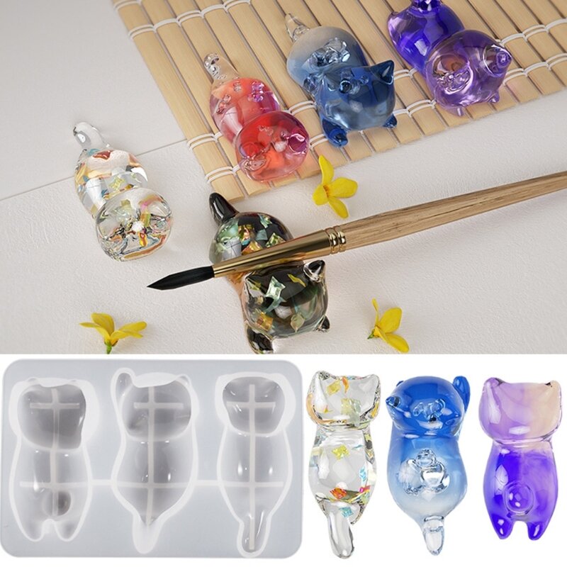 Small Cat Shape Silicone Keychain Moulds Silicone Material DIY Hand-Making Tools
