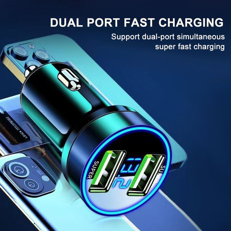 Car Super Charger 240W Dual Port Fast Charging Fast Charging Adapter for iPhone Samsung Xiaomi Fast Charger with Digital Display