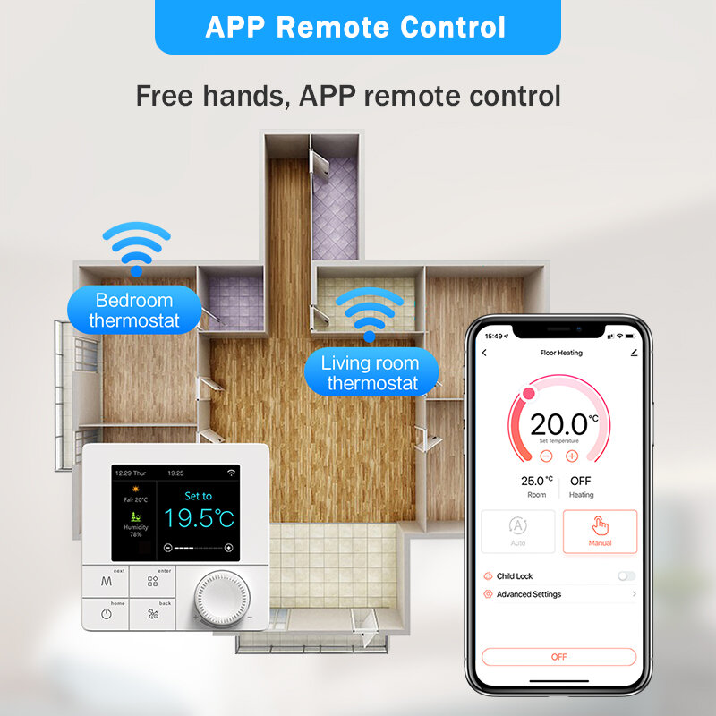 Termostato inteligente Tuya WiFi, calefacción eléctrica de suelo, caldera de agua y Gas, control remoto de temperatura de suelo cálido, Google Home, Alexa