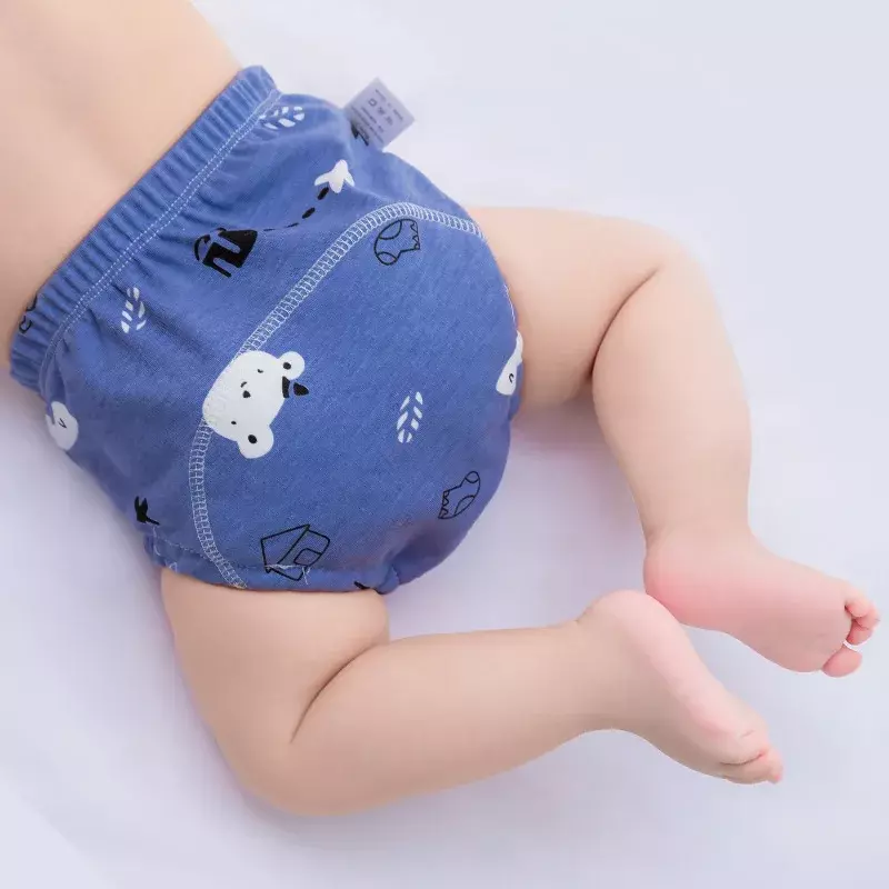 กันน้ำสำหรับทารกใช้ซ้ำได้ celana Training ผ้าอ้อมเด็กผ้าฝ้ายน่ารักผ้าอ้อมเด็กกางเกงขาสั้นสำหรับเปลี่ยนผ้าอ้อมกางเกงในผ้าใหม่