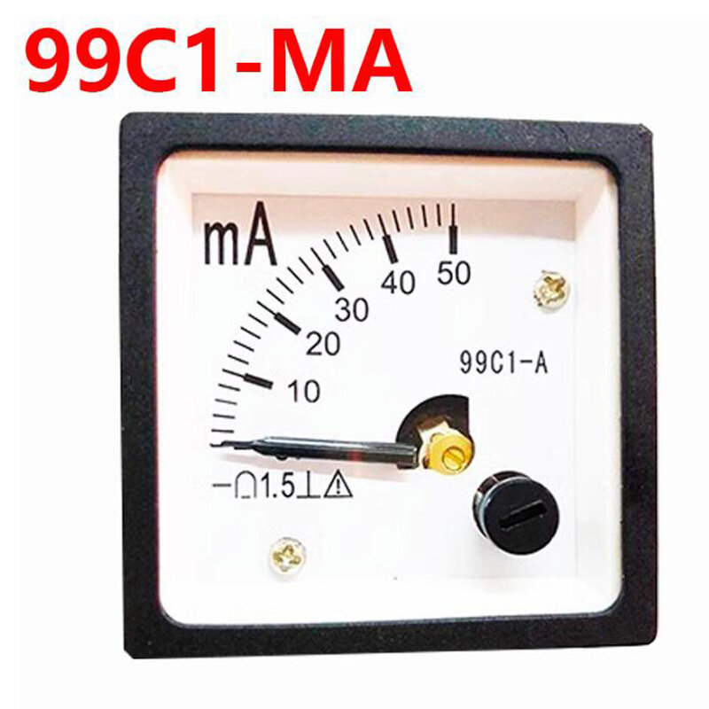 Medidor de amperios de CC tipo puntero 99C1-mA, rango de 30mA /50mA, Panel de calibre de amperios analógicos, 48x48mm, nuevo