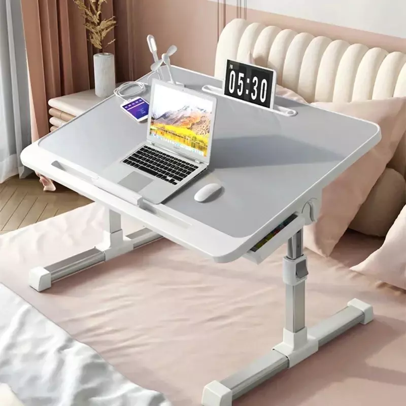 Table pliante pour ordinateur portable, table de lit relevable avec lumière, bureau sur pied réglable, bureau de jeu suréWeravec poste de travail MELHome