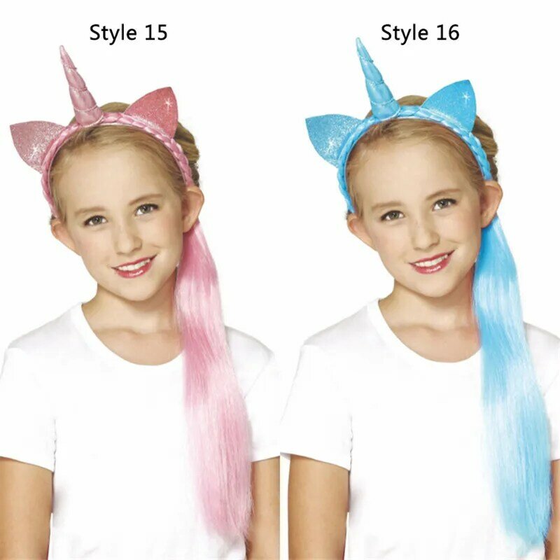 Rainbow Unicorn Cosplay Wig para meninas, Princess Hair, Long Fake Hair, Acessórios de desenhos animados para crianças, Kids Gifts