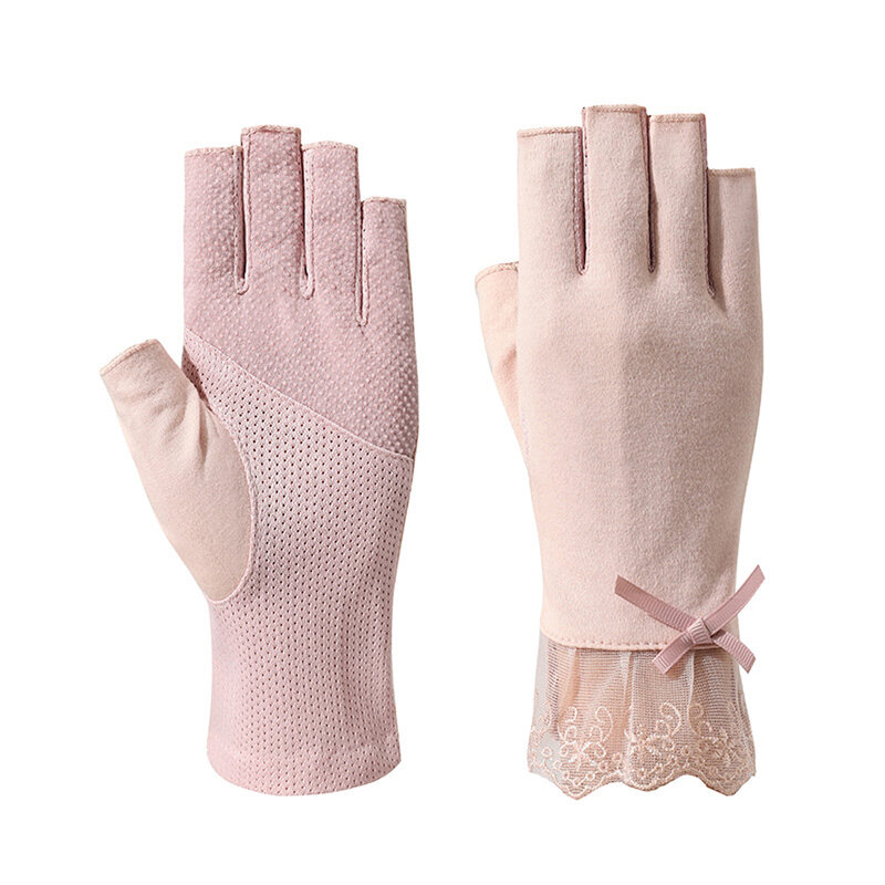 Cycling Sexy Lady Driving Summer Anti-UV Half Finger Gloves Flower Lace Mitten Thin Gloves