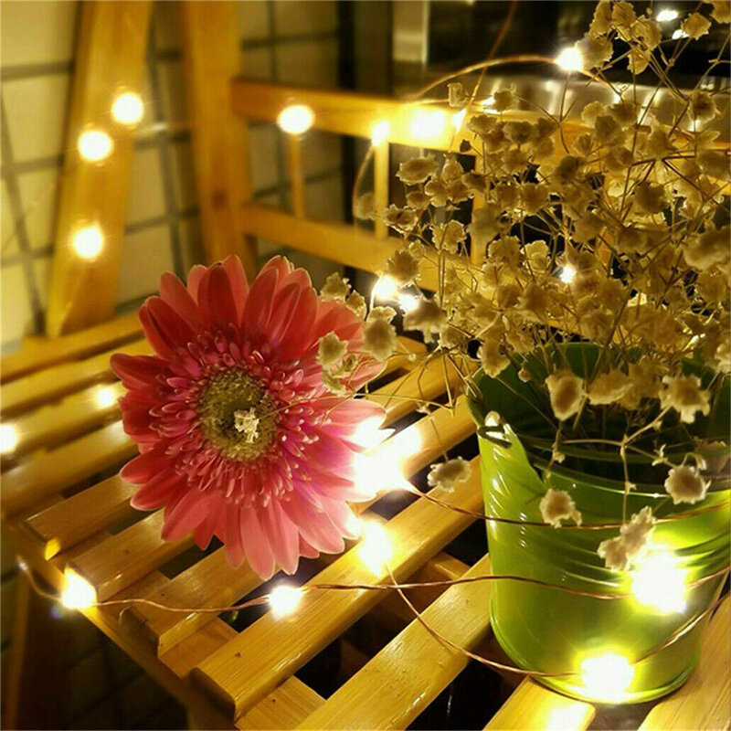 USB LED String Cahaya Kawat Beras Tembaga String Peri Lampu Pesta Dekorasi Hadiah 2/4/5/10M Luar Ruangan Lampu Karangan Bunga untuk Pohon Natal