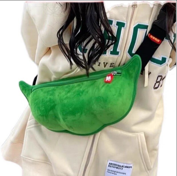 Унисекс, креативная нагрудная сумка с зеленым соевым Бобом, вместительная сумка для сообщений, Повседневная модная популярная сумка в стиле ins, хип-хоп