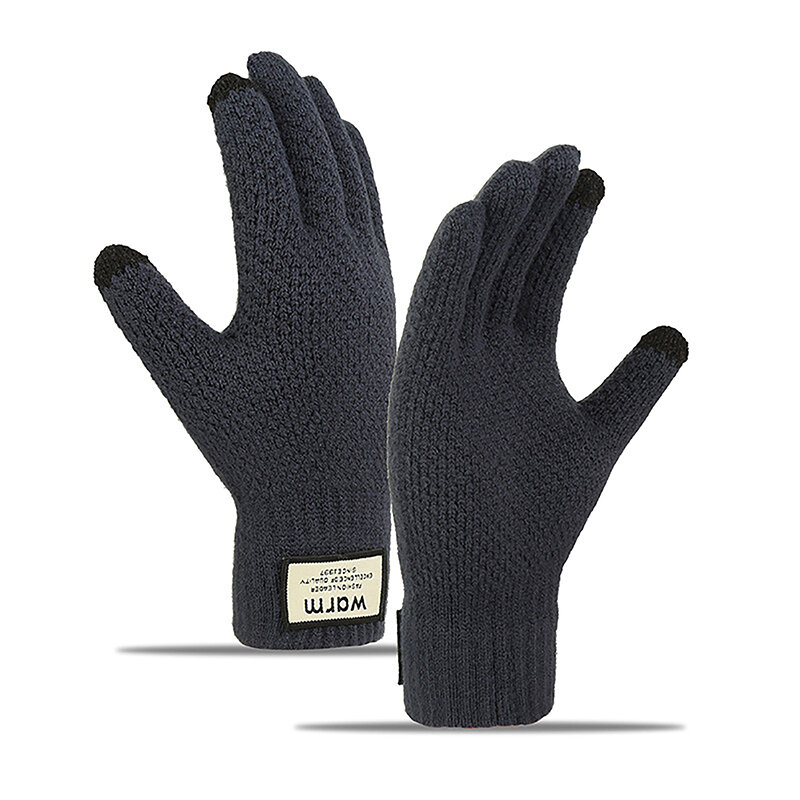 Zimowa męska rękawiczki z dzianiny ekran dotykowy wysokiej jakości męska rękawica zagęszczona ciepła wełna kaszmirowe jednokolorowe męskie rękawiczki biznesowe