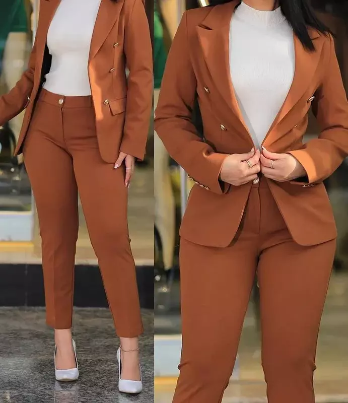 Blazer Women Set Elegant Pants and Long Sleeve Coat Autumn New 2023 Solid Fashion Versatile Casual Suits Y2k Clothes Streetwear