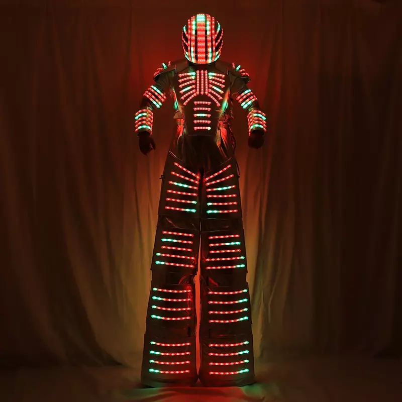 Costumes de vêtements de spectacle de modèle de robot LED, vêtements de performance de bar DJ, vêtements de scène de phtalus, futur robot, couleur trempée, lumineux, coloré