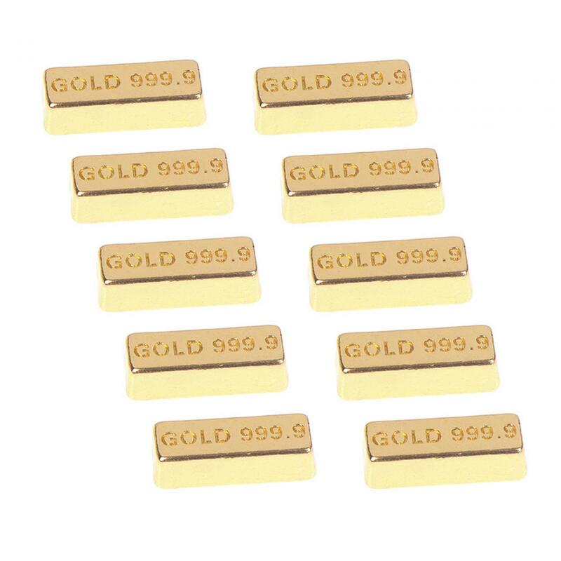 10x 1/12 Mini Golden Brick Miniature Alloy Gold Bar Decorative Brick Pretend Play for Layout Sand Table DIY Scenery