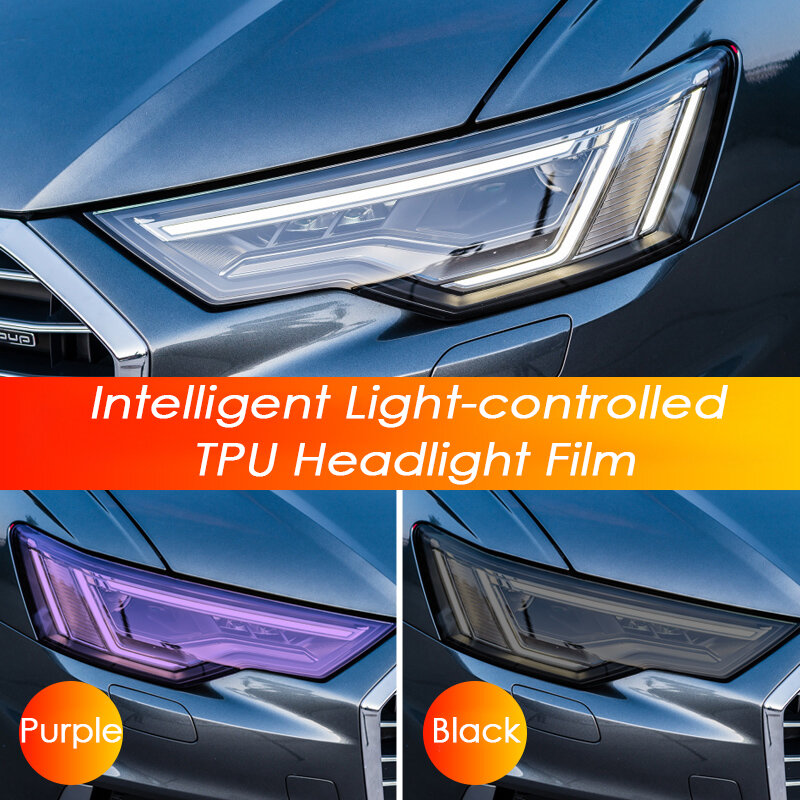 12inchx50ft tpu ppf photochromism mudando a cor da lâmpada filme para farol do carro luz de nevoeiro luz da motocicleta decalques etiqueta