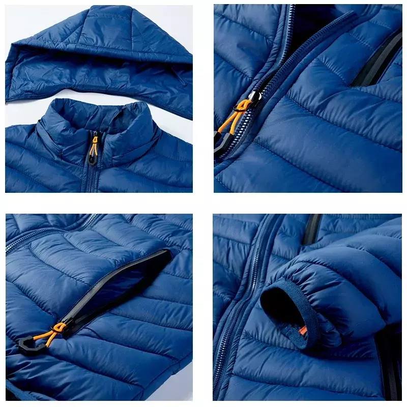 Casaco leve de algodão acolchoado com capuz masculino, corta-vento quente, parkas casual, casaco masculino, moda, novo, primavera, outono, 2024